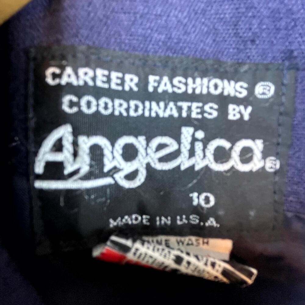 Vintage Angelica Dress Womens 10 Blue Button Front 80s Career Chic Retro - Picture 5 of 6